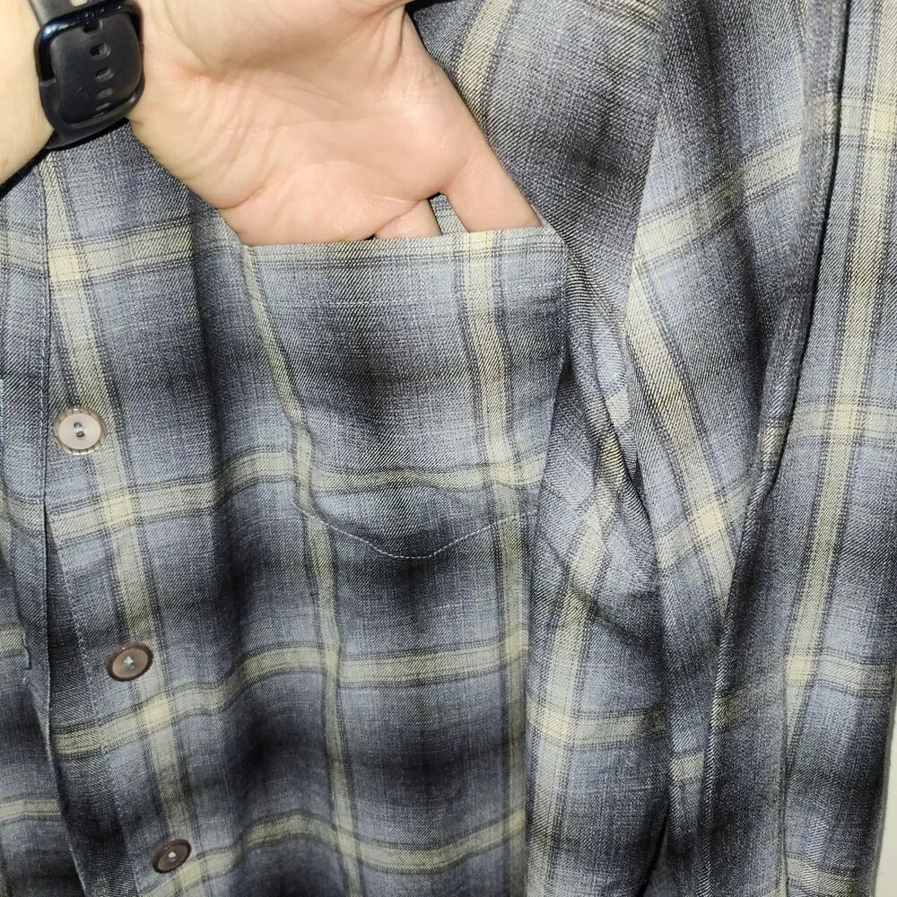 Comfort Outfitters Men's 2XL Blue Plaid Button-Up Shirt 100% Cotton Casual Work - Picture 3 of 4